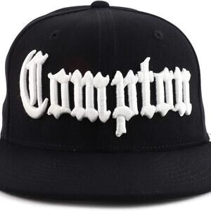 Compton Flat Bill Snapback Black Adjustable Baseball Cap Hat - Brand New